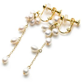 Accessories Salt Small Pearl K14GF Chain Dangle Earrings, Hypoallergenic Metal, Nickel Free, Pearl, Pearl