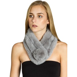 Caspar SC478 Women's Faux Fur Scarf Fur Collar Fur Collar, gray