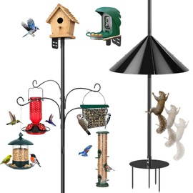 tinnmao Bird Feeder Pole 100 Inch with Squirrel Baffle and 4 Feeder Hooks