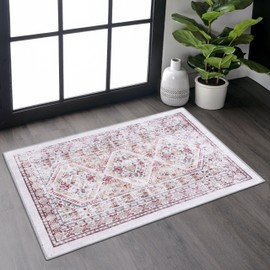NAAR 2x3 Beige Area Rug, Machine Washable Area Rugs, Low-Pile, Non-Slip, Non-Shedding, Foldable, Kid & Pet Friendly - Area Rugs for Living Room, Bedroom, Kitchen, Dining Room Rug - (Beige, 2' x 3')