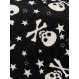 New Calabera Emo White Skulls on Black Base Fleece Fabric by The Yard or Roll