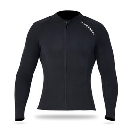 2mm Neoprene Men Women Diving Top with Front Zipper Wetsuits Jacket Long Sleeves Wetsuit Top for Snorkeling Scuba Diving Surfing Water Sports Swimming ZDHF