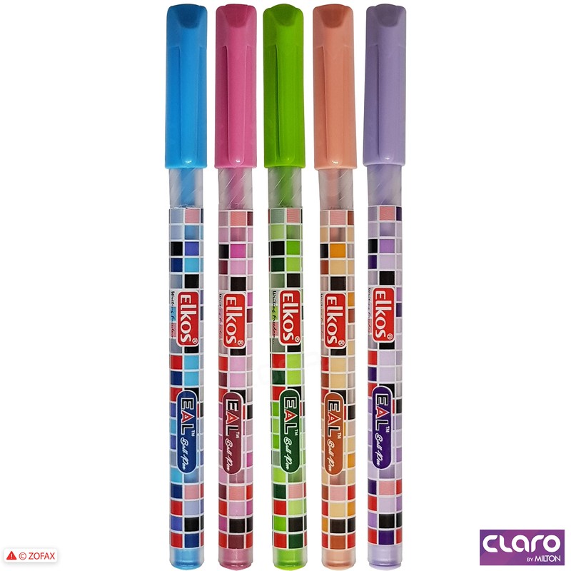 ELKOS BLUE Ballpoint Pens, 0.7mm Fine Point, Pack of 5,