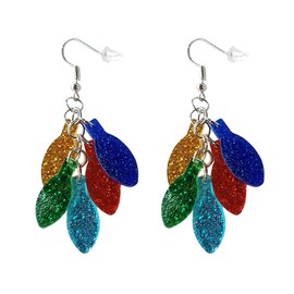 Neon Bulb Dangle Drop Earrings Colorful Light Bulbs Dangling Charm Huggie Hook Hoop Earring Stud Trendy Jewelry Christmas Gifts for Women Bff Sensitive Ears