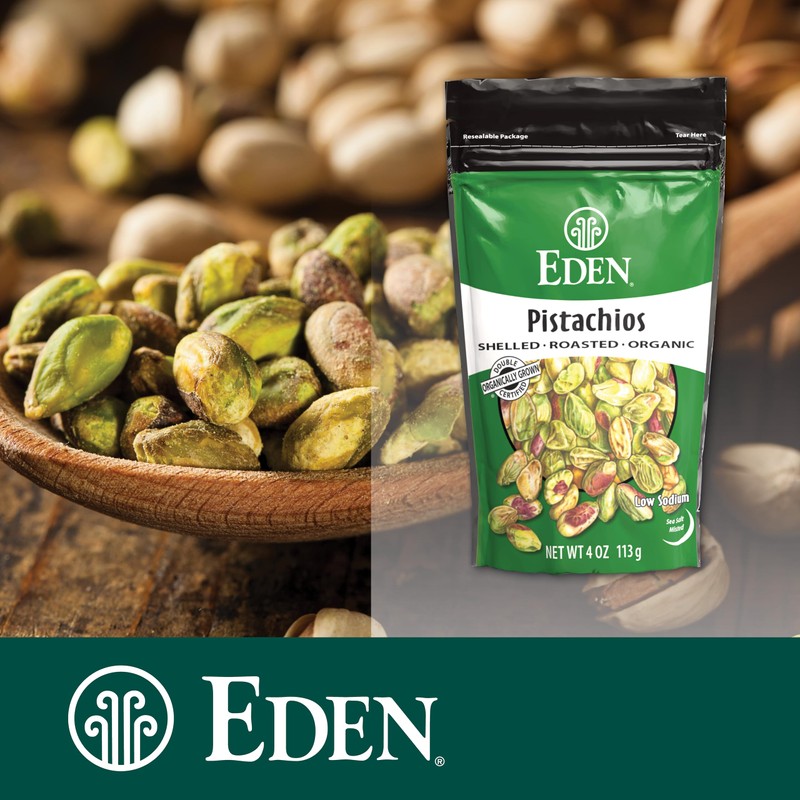Eden Organic Pistachios, Shelled, Roasted, and Misted with Sea Salt,