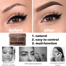 Eyebrow Powder, Dark Brown & Black Eyebrows Shaper Brow Pomade Pen Pencil Tint Makeup Kit Set. As Eyeliner Face Contour Hairline Filler For Women Men Girl Teens (Natural Brown + Dark grey)