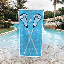 ChalkTalkSPORTS Guys Lacrosse Premium Beach Towel | Blue Crossed Lacrosse Sticks