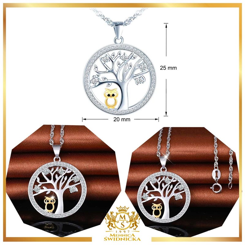 MŚ 1997 MENNICA ŚWIDNICKA Women's Owl Tree of Life Necklace
