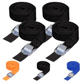 Tanstic 4 x Lashing Straps, 1 inch x 10 ft Tie Down Straps with Buckles, Adjustable Cam Buckle Straps Heavy Duty Secure Straps up to 600 lbs (Black)