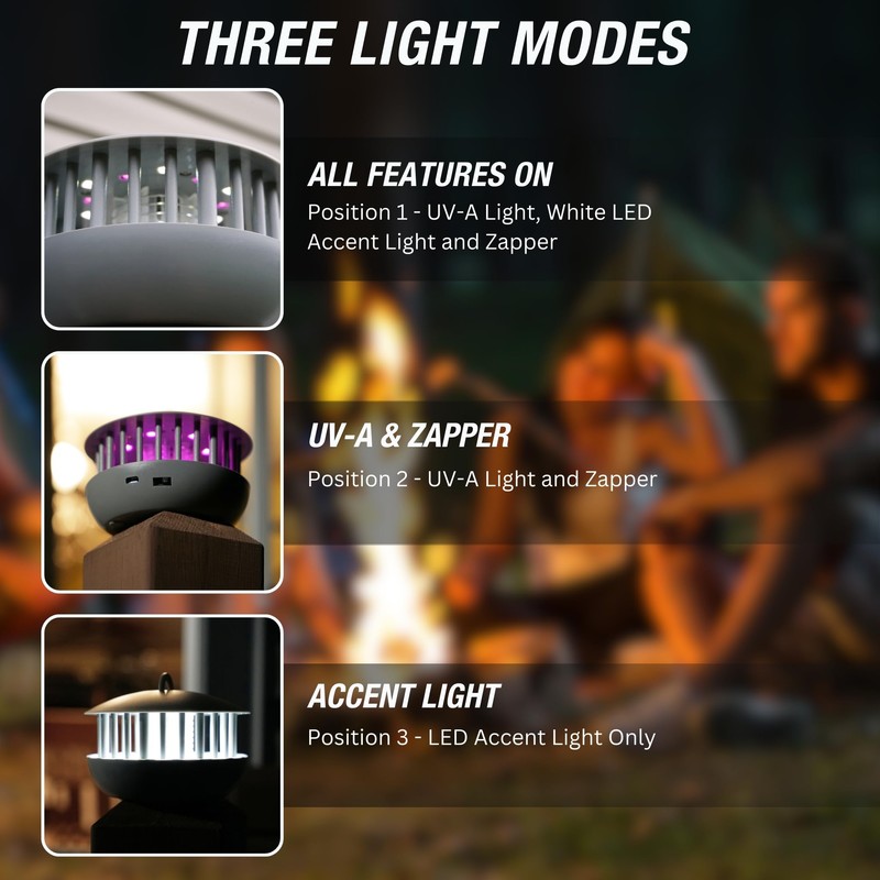 PIC PBZ 2-in-1 Portable Insect Zapper and Accent Light, Gray,