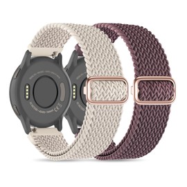 EverAct 2 Pack Braided Band 18mm Soft Nylon Compatible with Garmin Venu 3S 41mm/Venu 2S/Vivoactive 4S/Vivomove 3S/Forerunner 255S/Forerunner 265S, Quick Release Strap Wristband Loop for Women Men