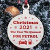 Christmas Year We Queued For Petrol 2021 Wood Bauble Tree