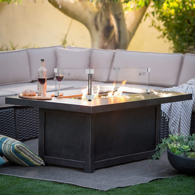 Skyflame 36" X 16" Rectangular Fire Pit Glass Wind Guard