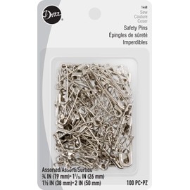 Dritz 1460 pines de seguridad, acero chapado en níquel, varios tamaños (100 unidades)
