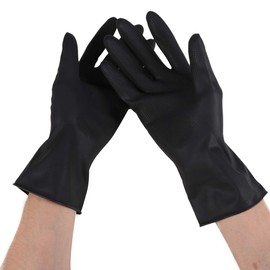 Lurrose Hair Dyeing Gloves Rubber Gloves Reusable Professional Latex Gloves Black Gloves for Coloring Hair Accessories for Salon Baber 2 Pairs (M)