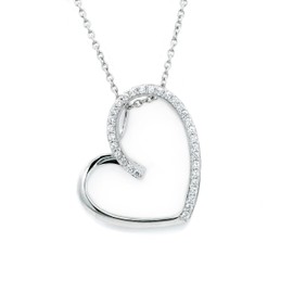 Heart Necklace 925 Silver I Necklace Women's Necklace with Heart Pendant and Zirconia Stones I Real Silver Chain with Heart for Women Jewellery Gift for Her Wife Mum Girlfriend Wife Mother Love Gift