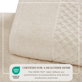Great Bay Home Taupe Bath Towels - 100% Cotton 6 Piece Towel Set - 2 Bath Towels, 2 Hand Towels, 2 Washcloths - Absorbent, Durable, Quick-Dry Towel for Bathroom (Oatmeal)