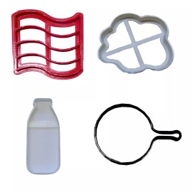 AJT BREAKFAST ON THE FARM TO TABLE BACON EGG MILK SET OF 4 COOKIE CUTTERS USA PR1833