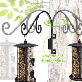 Swivel Plant Hangers Outdoor - 2 Pack 16 Inch Hanging Plant Hooks, Iron Bird Feeder Hanger, Heavy Duty Wall Hanger, Hooks for Hanging Plants, Bracket Lanterns, Wind Chimes, Indoor&Outdoor, Black