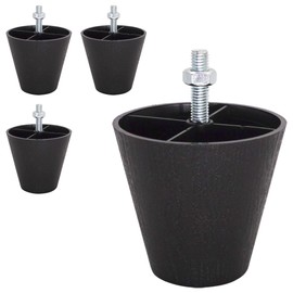 SKIR'CO 4 Pcs Black Plastic Furniture Legs Height 70mm Tapered Furniture Feet Tapered Furniture Legs M8 Thread Nuts Included