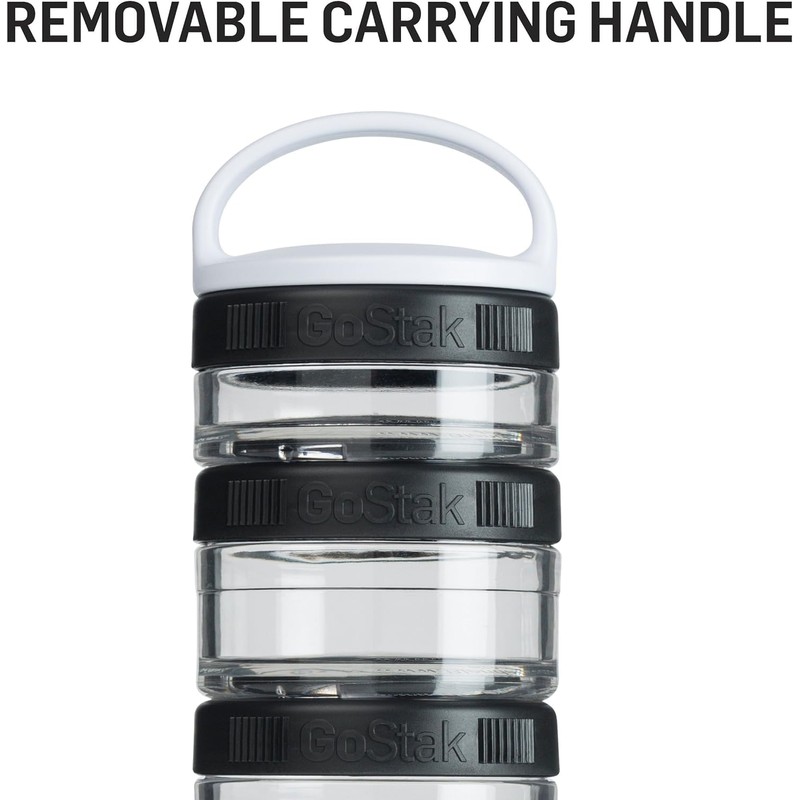 BlenderBottle GoStak Twist n' Lock Storage Jars, 4-Piece Starter Pak,