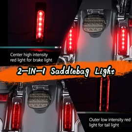 MotoParAcc Smoked LED Saddlebag Support Insert Turn Signal Lights, Keystone Auxiliary Filler Panel Brake Tail Lights for Harley Touring FLHR Road King FLHT FLHTC Electra Glide FLHRS 2014-2023