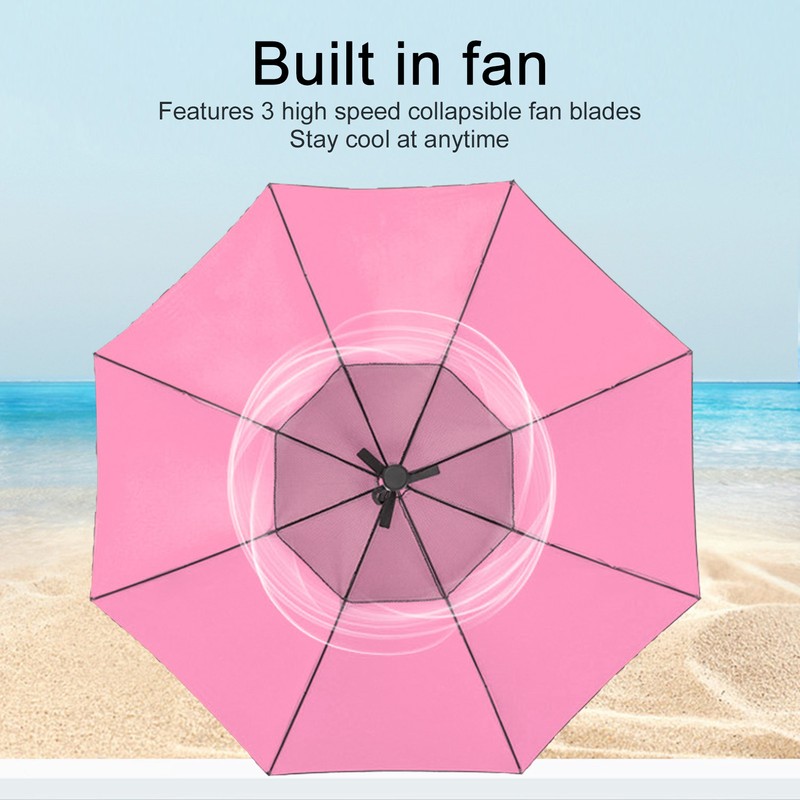 Cooling Fan Umbrella UV Guard Sun Blocking 2600mAh USB Rechargeable
