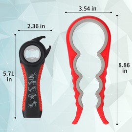 Acoode Jar Opener, 5 in 1 Multi Function Can Opener Bottle Opener Kit with Silicone Handle Easy to Use for Children, Elderly and Arthritis Sufferers Set of 2 (Apple Red)
