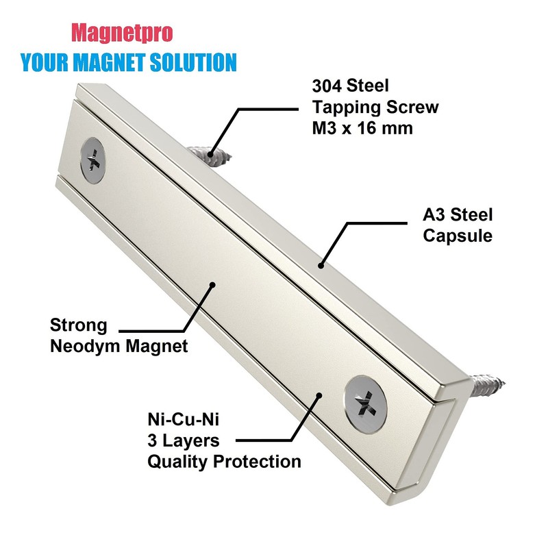 Magnetpro 8 Pieces Rectangular Magnets 70 LB Force 60 x