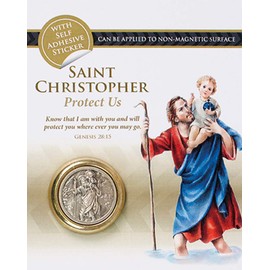 Saint Christopher Magnetic / Sticky Car Dash Plaque ~ Medal (Fridge Magnet)