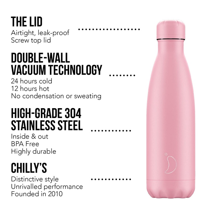 Chilly's Water Bottle - Stainless Steel and Reusable - Leak-Proof,