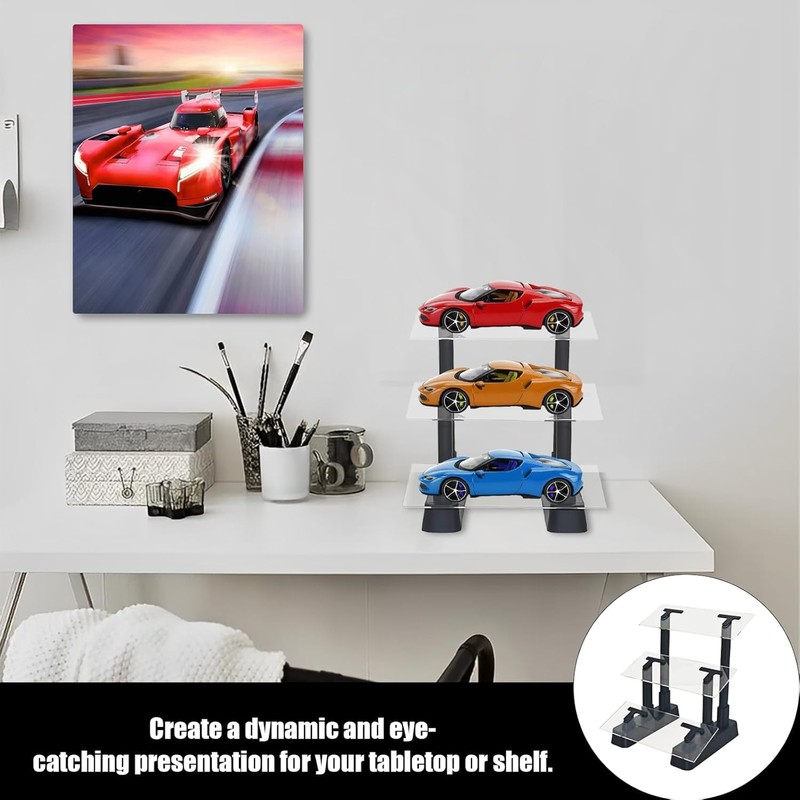 SUNUCO 3 Tier Car Model Display Stand, 1/24 Scale Diecast