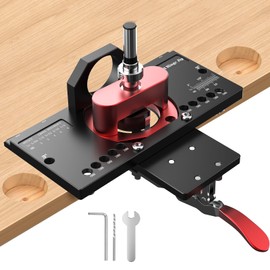 M-T Concealed Hinge Jig, 35mm Metal Cabinet door Hinge Hole Drilling Jig with Quick Clamp and Dust Vacuum Adapter for Woodworking Cabinet Door Hinges Mounting Tool Hardware
