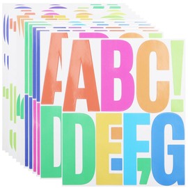 5 Inch Letter Stickers, 122 Pieces Self Adhesive Alphabet Number Sticker for Mailbox, Door, Truck and Outdoor, Waterproof Sticky Vinyl Symbol Stickers for DIY(12 Sheet Multi)