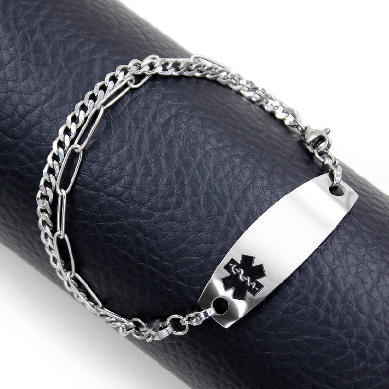 Oneress Blood Thinner Awareness Medical Alert Bracelet Multilayer Stainless Steel