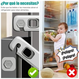 6 Pcs Cerraduras de Seguridad para Niños, Candado para Refrigerador, Cerradura de Puerta de Refrigerador, Seguros para Bebes, Cierres de Seguridad par