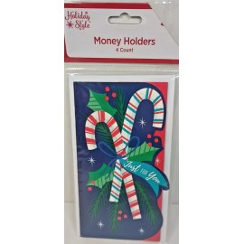 Holiday Style Just For You Candy Canes Money or Gift Holder Cards 4 Count with Envelopes