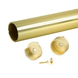 Polished Brass 1-5/16" Diameter Round Wardrobe Closet Rod with End Supports (30 Inches)