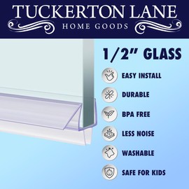 TUCKERTON Lane Glass Door Seal Strip, Soft Shower Door Sweep to Stop Leaks, Shower Silicone Seal Strip (Bottom Sweep 1/2 (3 Pack))