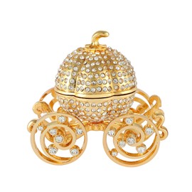 QIFU Pumpkin Carriage Series Enameled Trinket Box Hinged Decorative Collectible Figurine Unique Gift to Store The Ring