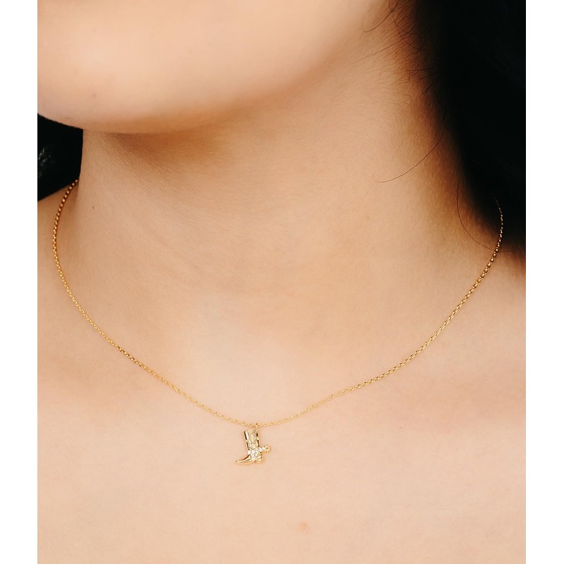 BLANK SLATE Mini Cowboy Boot Pendant Necklace (SILVER)