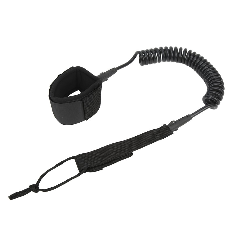 Surfboard Leash High Elasticity TPU Black Adjustable Coiled Surfing Leg