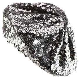 Armycrew Women's Metallic Sparkle Sequins Beret Cap - Silver