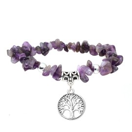 MILAKOO Chip Bracelet Gemstone Bracelet Women's Tree of Life Bracelet Women's 7 Chakra Bracelet, Zinc