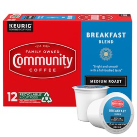 Community Coffee Breakfast Blend 12 Count Coffee Pods, Medium Roast, Compatible with Keurig 2.0 K-Cup Brewers, 12 Count (Pack of 1)