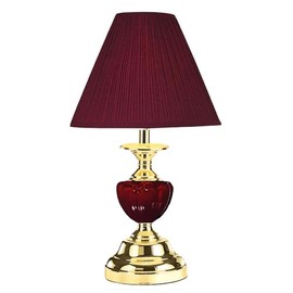 OK Lighting Touch Table Lamp Base Metal,Porcelain,Linen Burgundy