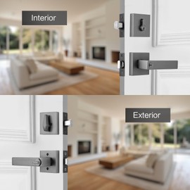 NCL 3 Pack Keyed Entry Door Lever with Single Cylinder Deadbolt, Keyed Different Heavy Duty Combination Set, Satin Gunmetal Exterior Door Lock Set for Front Door