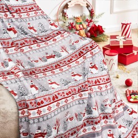 Christmas Blanket Soft Cozy Lightweight Xmas Snowman Elk Throw Blanket for Couch Sofa Bed Living Room Home Decor for Boys Girls Kids Adults Gift 50x60 inch