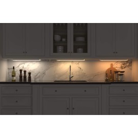 GetInLight 3 Color Levels Swivel LED Under Cabinet Light, Glass Cover, Dimmable, Hardwired/Plug-in, Warm White(2700K), Soft White(3000K), Bright White(4000K), White Finished, 12-inch, IN-0202-1-WH