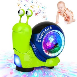 QIKKOP Juguete de Caracol Gatear, Juguete para Niño Interactivo con Sonido Luces LED, Automático para Evitar Obstáculos, Juguete Educativo para Bebe